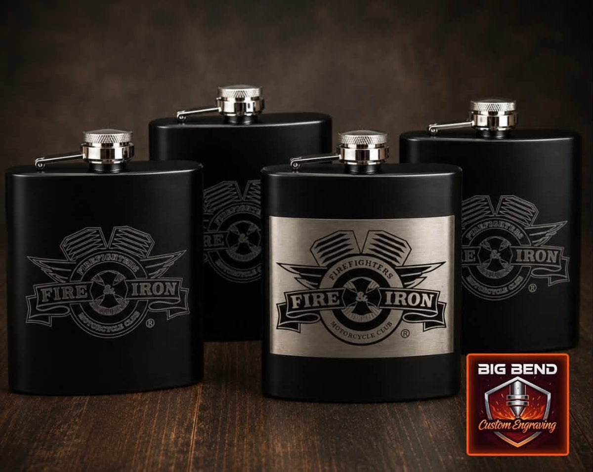 Custom Logo Engraved 6 oz Flask