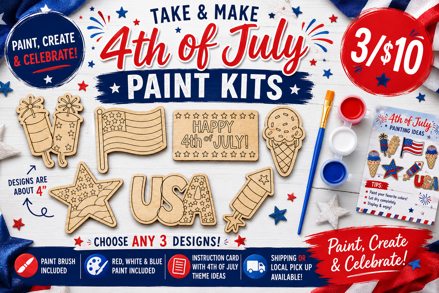 🎨 Take & Make 4th of July Paint Kits