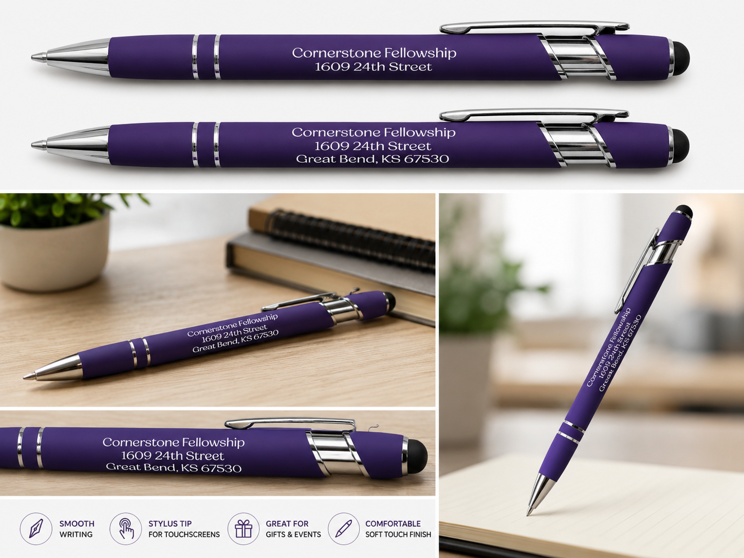 100 Customized Softgrip Ink Pen with Stylus
