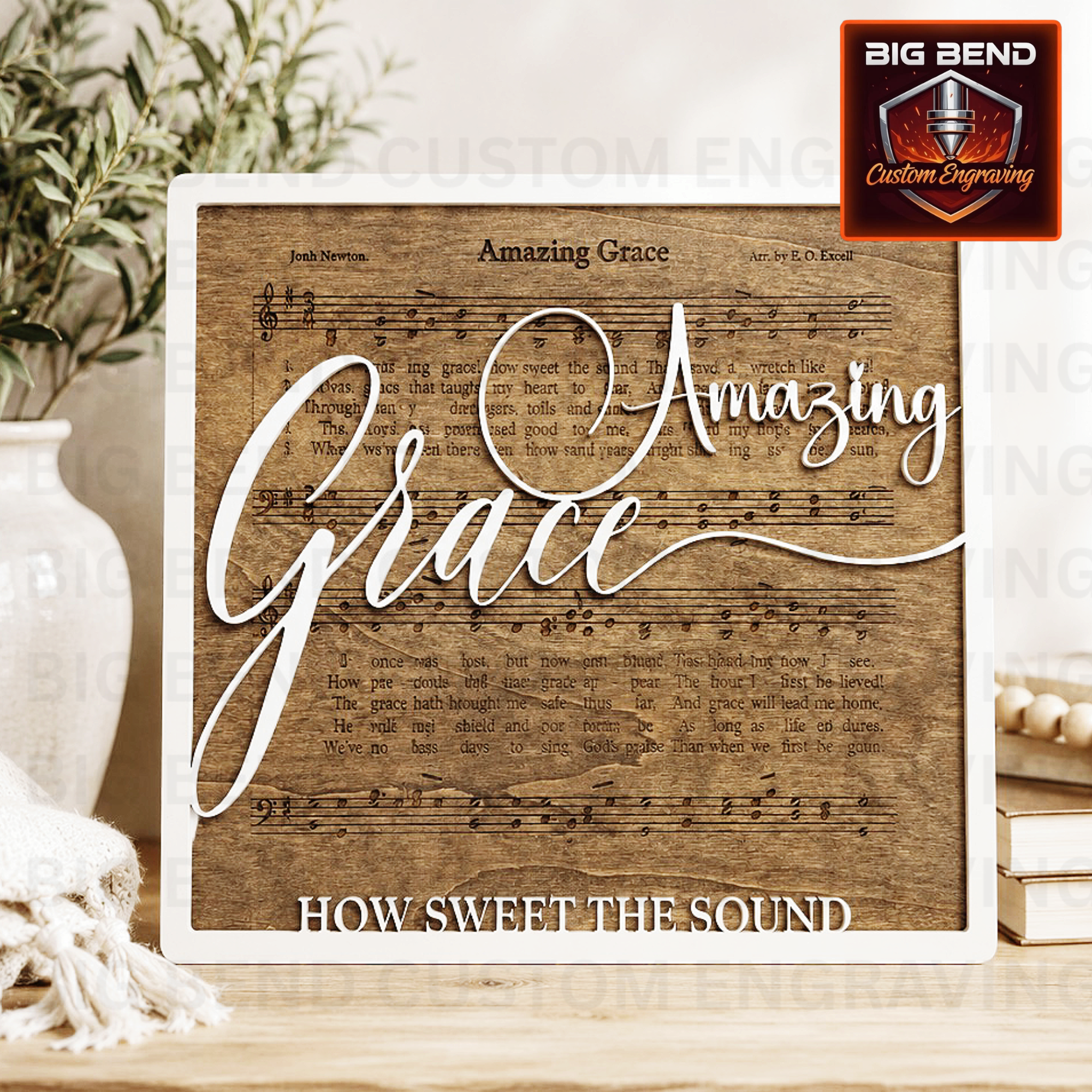 Amazing Grace Wooden Hymn Sign – “How Sweet the Sound”